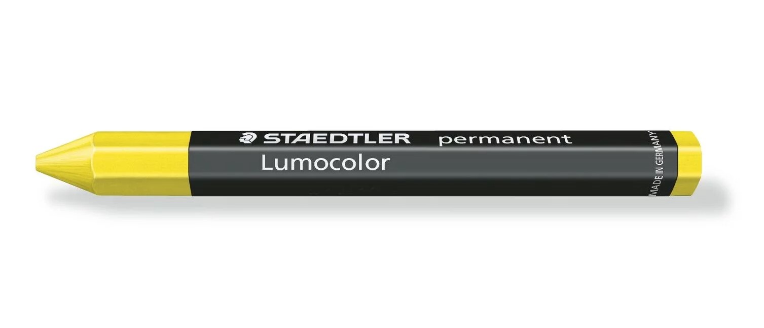 Staedtler Lumocolor Permanent Omnigraph 236 Cera Permanente Hexagonal - Resistente al Agua - Diametro 12mm Aprox - Color Amarillo
