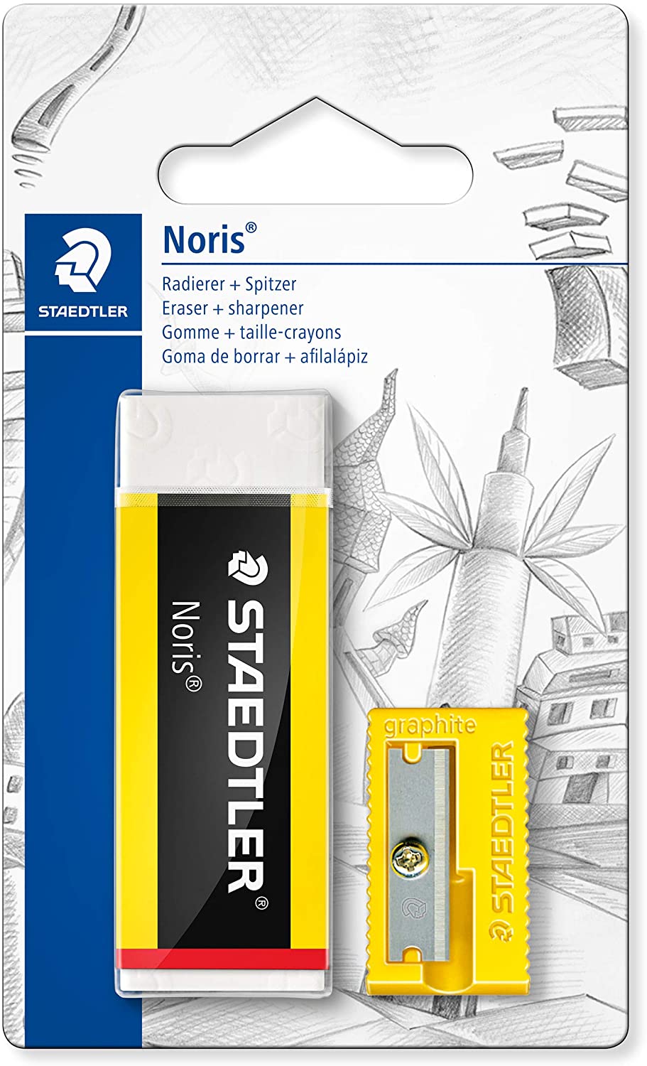 Staedtler Noris 526 Pack de 1 Goma de Borrar de Plastico + 1 Sacapuntas de Plastico