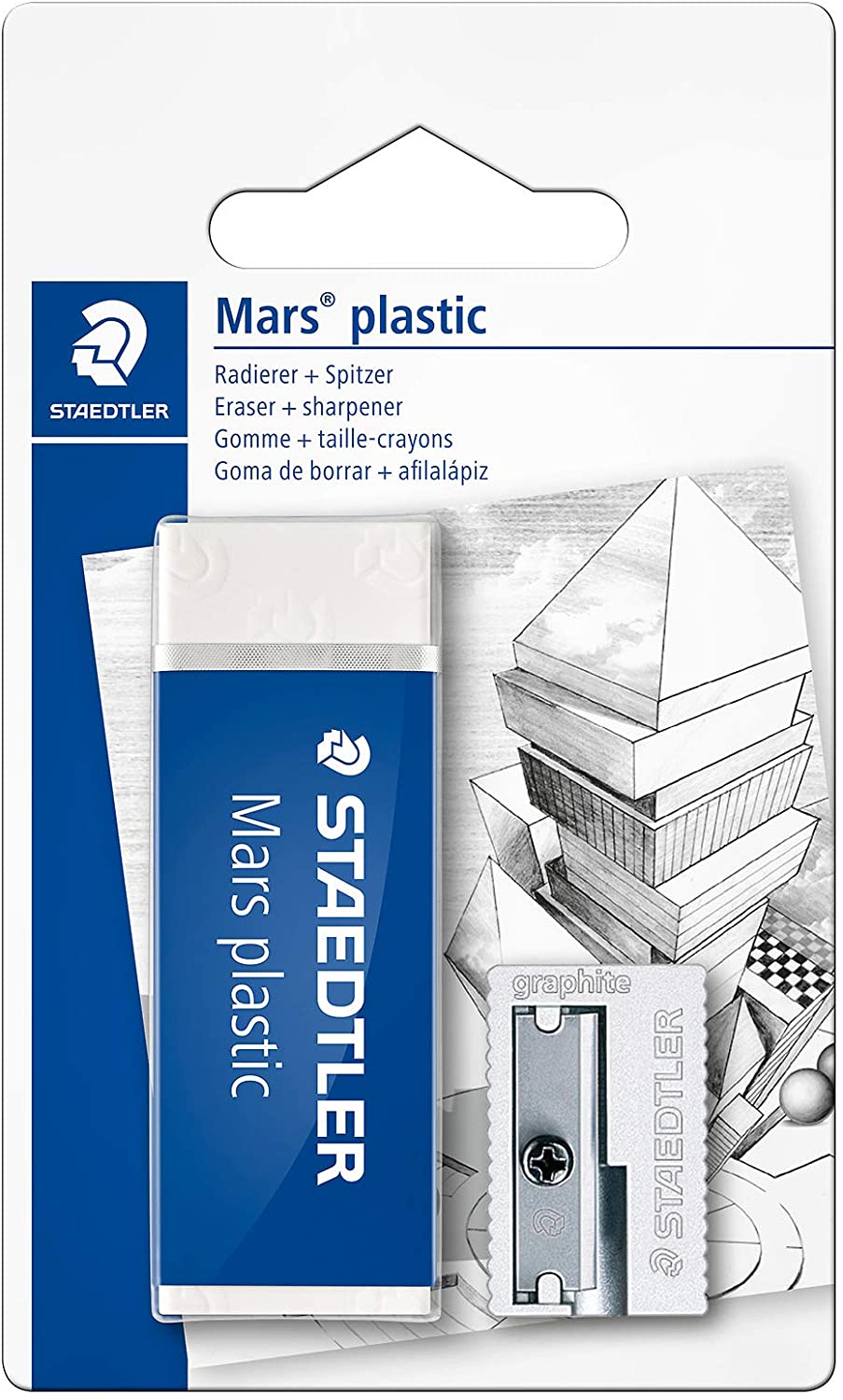 Staedtler Pack de 1 Goma de Borrar Mars Plastic + 1 Sacapuntas de Metal 510