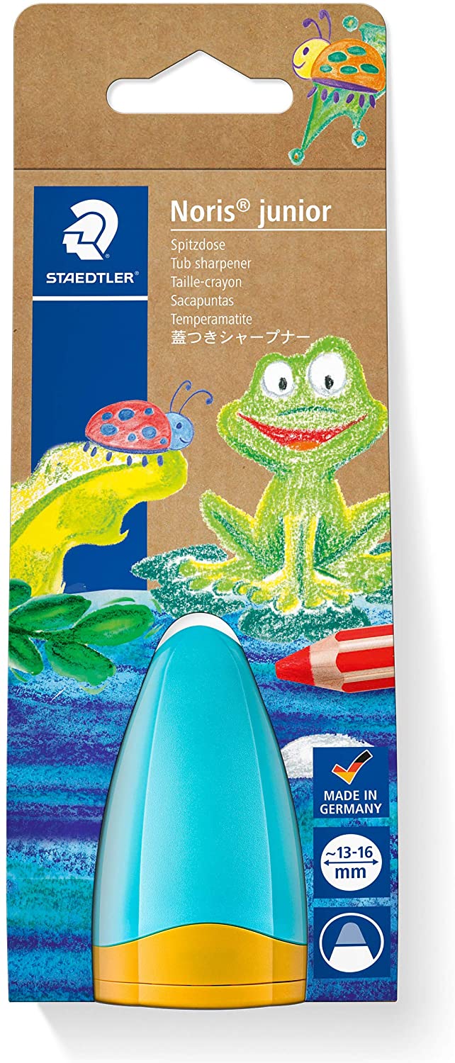 Staedtler Noris Junior 516 Sacapuntas de Plastico con Deposito - Forma Conica para Manos Pequeas - Para Lapices Gruesos