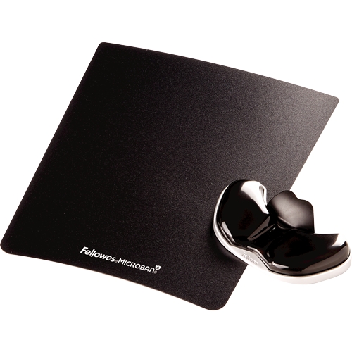 Fellowes Canal-V Reposamuecas Deslizante de Gel - Minimiza la Presion sobre la Mueca - Color Negro