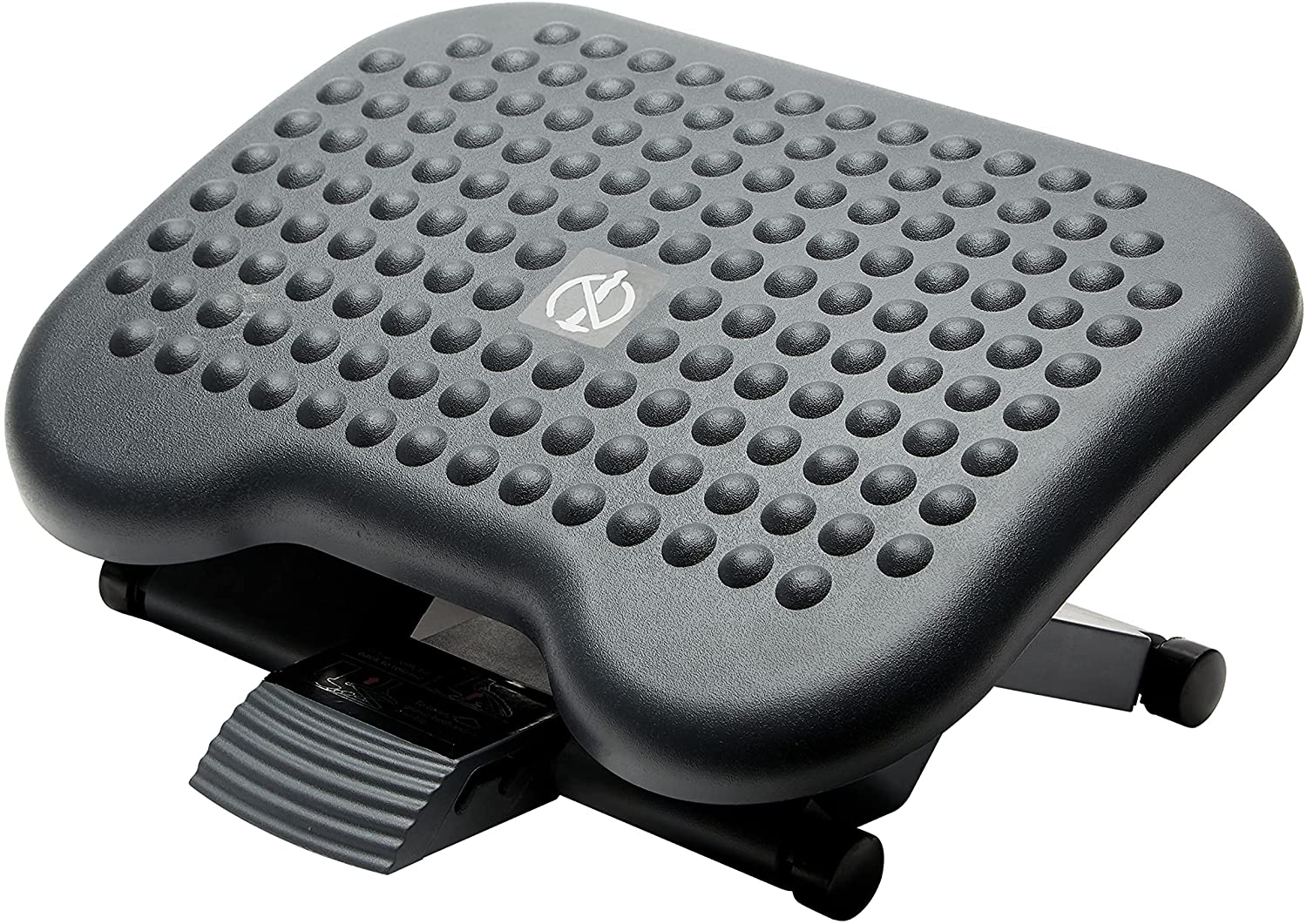 Fellowes Reposapies Regulable - Ajustable en Altura e Inclinacion - Superficie Efecto Masaje - Base Antideslizante - Color Negro