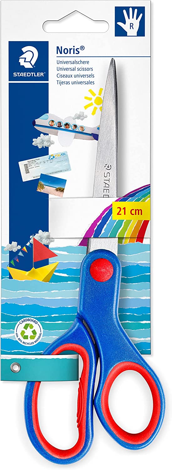 Staedtler Noris 965 Tijera Escolar para Nios - Acero Inoxidable - Suave y Ergonomica - Corte de Calidad - Longitud 21cm