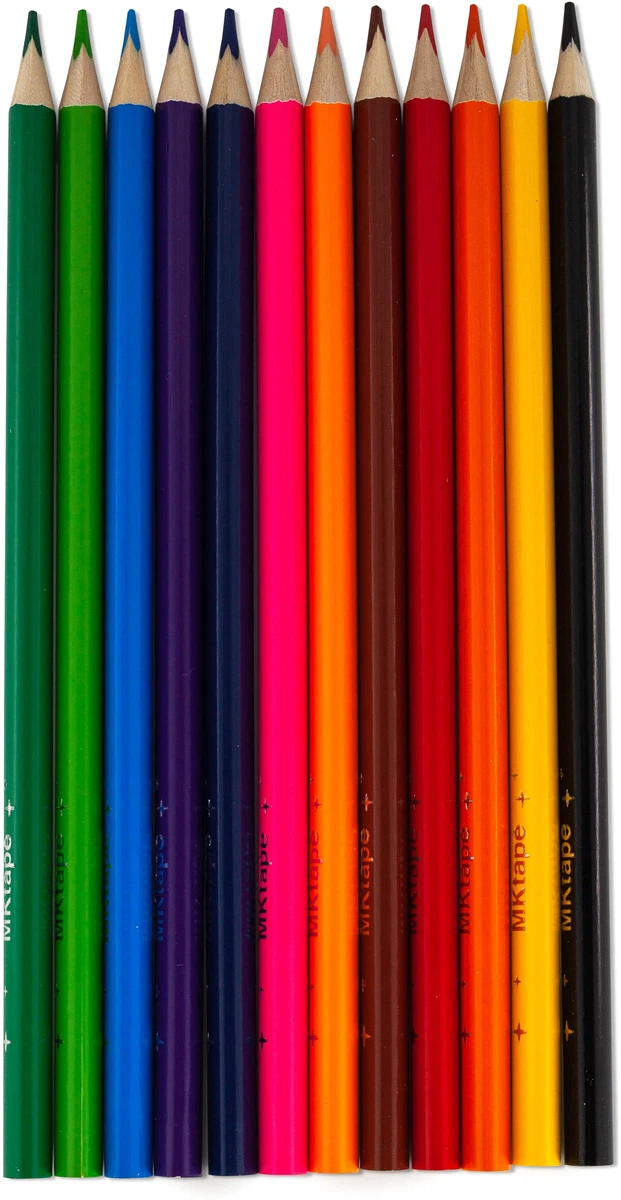 MKtape Pack de 12 Lapices Triangulares de Colores - Mina de 3,0mm - Resistencia a la Rotura - Colores Surtidos