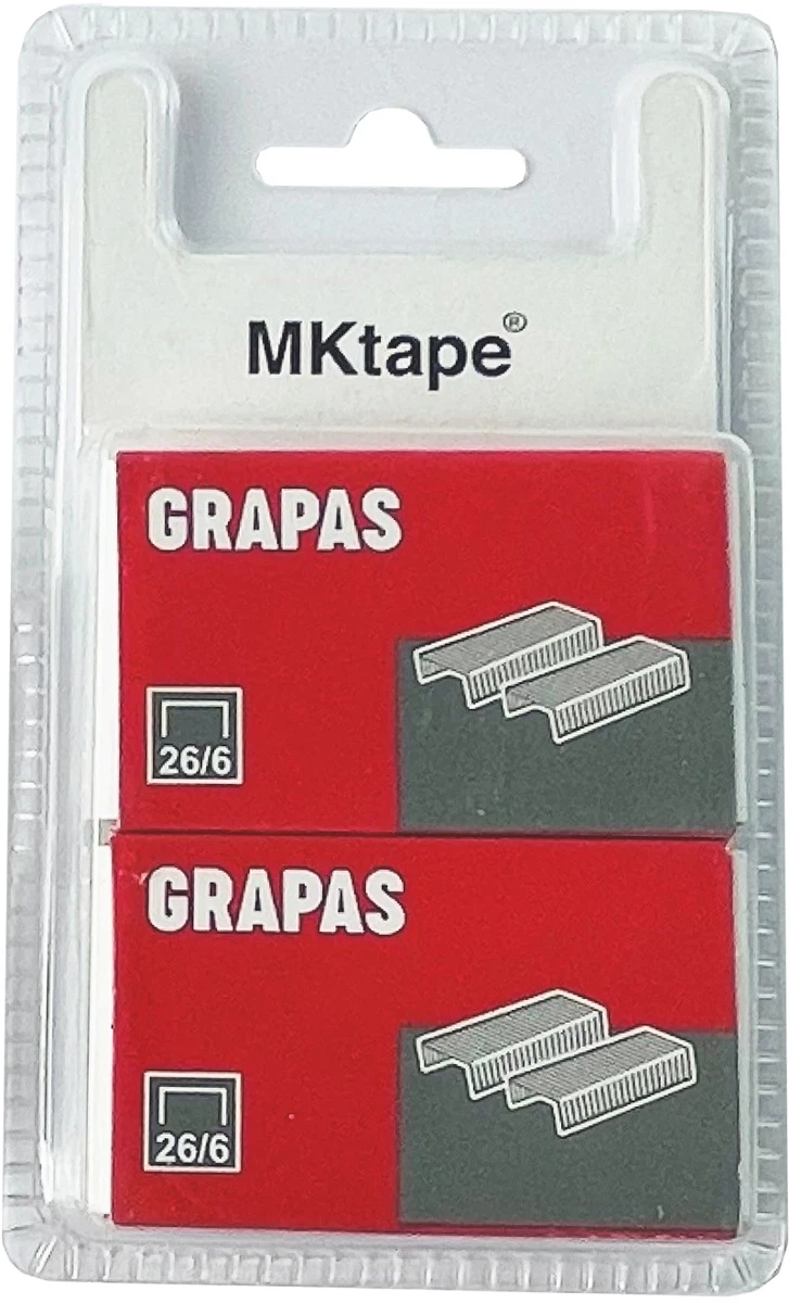 MKtape Pack de 2 Cajas de 500 Grapas Nº 26/6 Galvanizadas