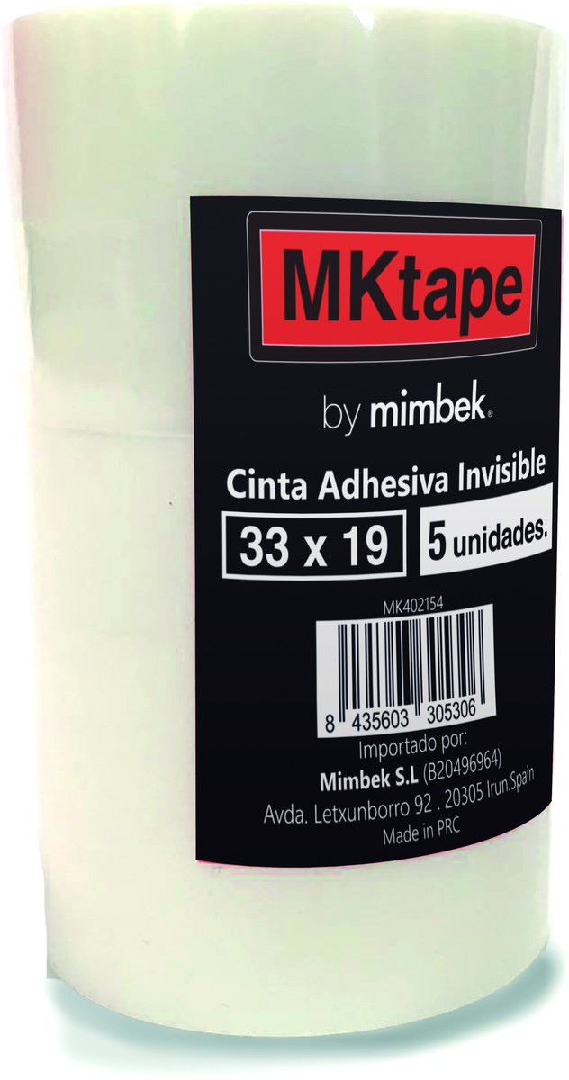MKtape Pack de 5 Rollos de Cinta Adhesiva Invisible 19mm x 33m