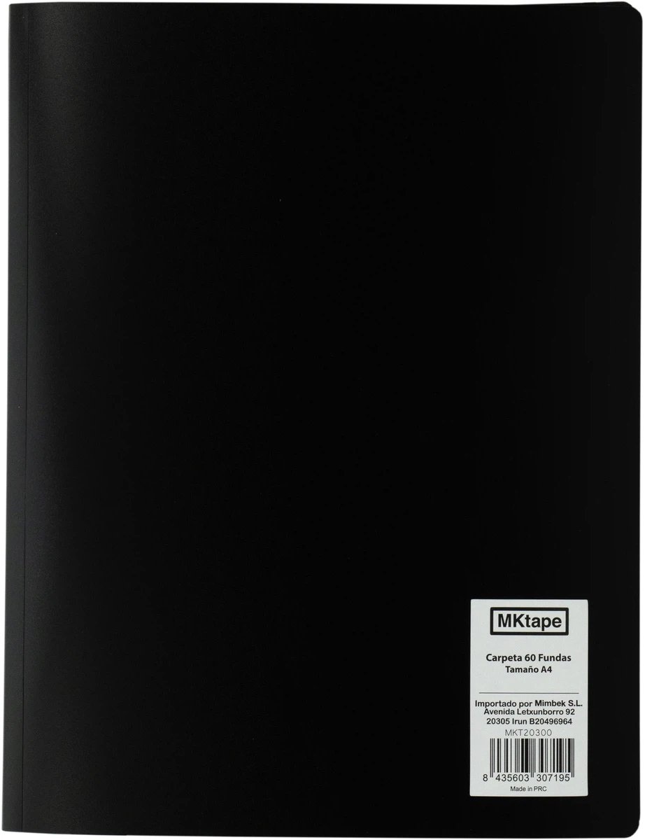 MKtape Carpeta con 60 Fundas Portadocumentos - Tamao A4 - Color Negro