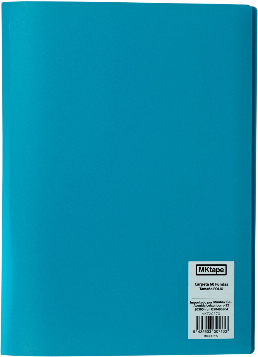 MKtape Carpeta con 60 Fundas Portadocumentos - Tamao Folio - Color Azul Neon