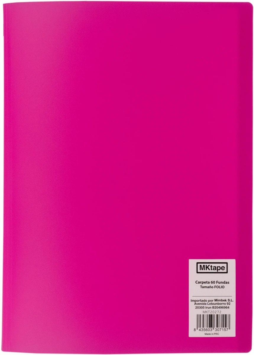 MKtape Carpeta con 60 Fundas Portadocumentos - Tamao Folio - Color Rosa Fucsia