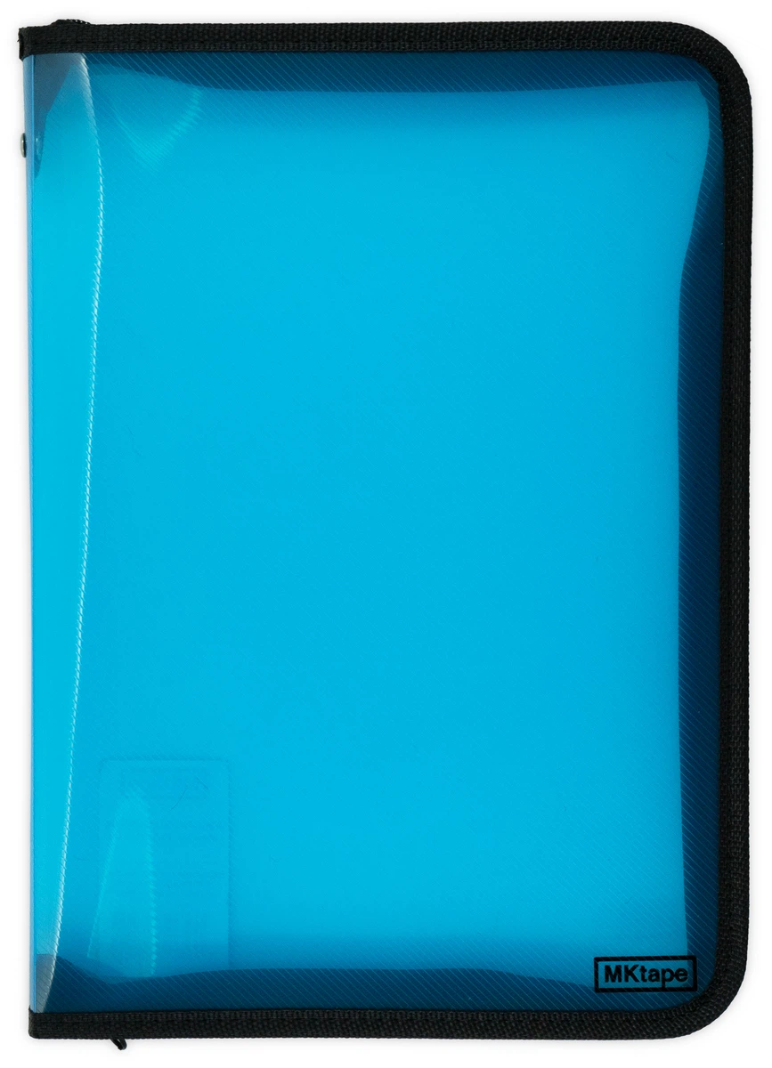 MKtape Carpeta de Plastico con Cremallera - Tamao Folio - Color Azul