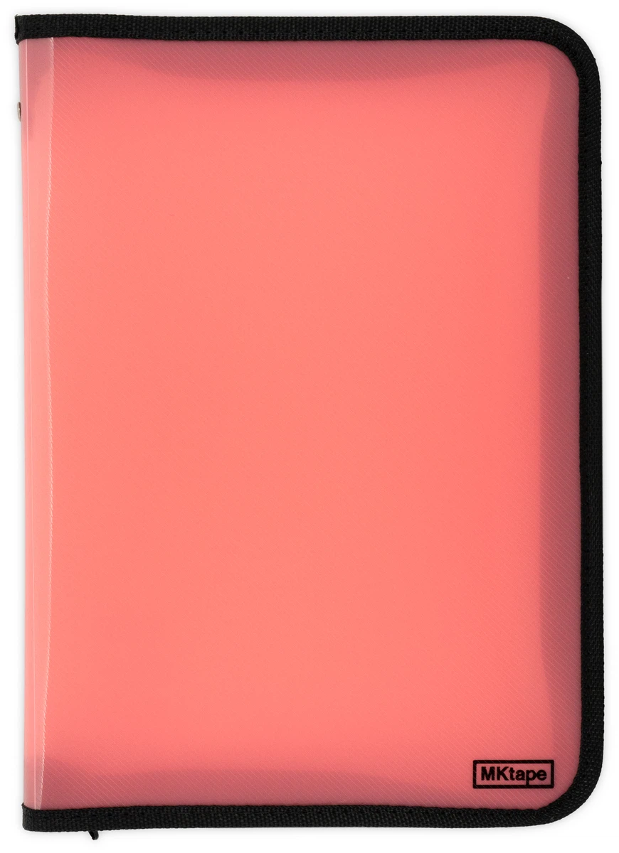 MKtape Carpeta de Plastico con Cremallera - Tamao Folio - Color Coral