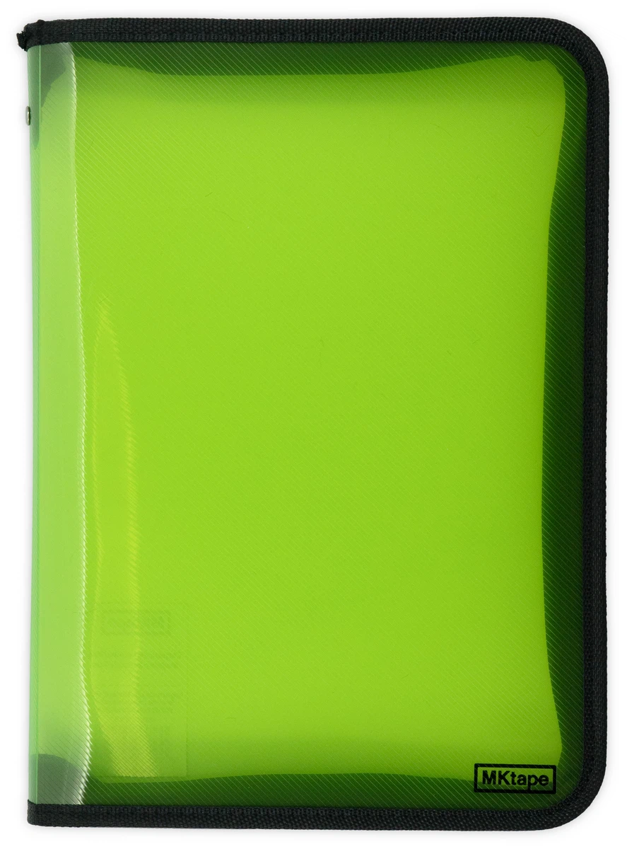 MKtape Carpeta de Plastico con Cremallera - Tamao Folio - Color Verde