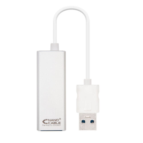 Nanocable Conversor USB 3.0 a Ethernet Gigabit 10/100/1000 Mbps - 15cm - Color Aluminio
