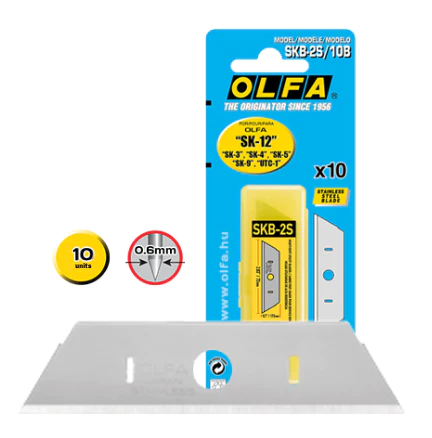 Olfa Pack de 10 Cuchillas de Respuesto para Cutters Olfa SK-12, SK-4, SK-5, SK-9 y UTC-1 - Acero Inoxidable