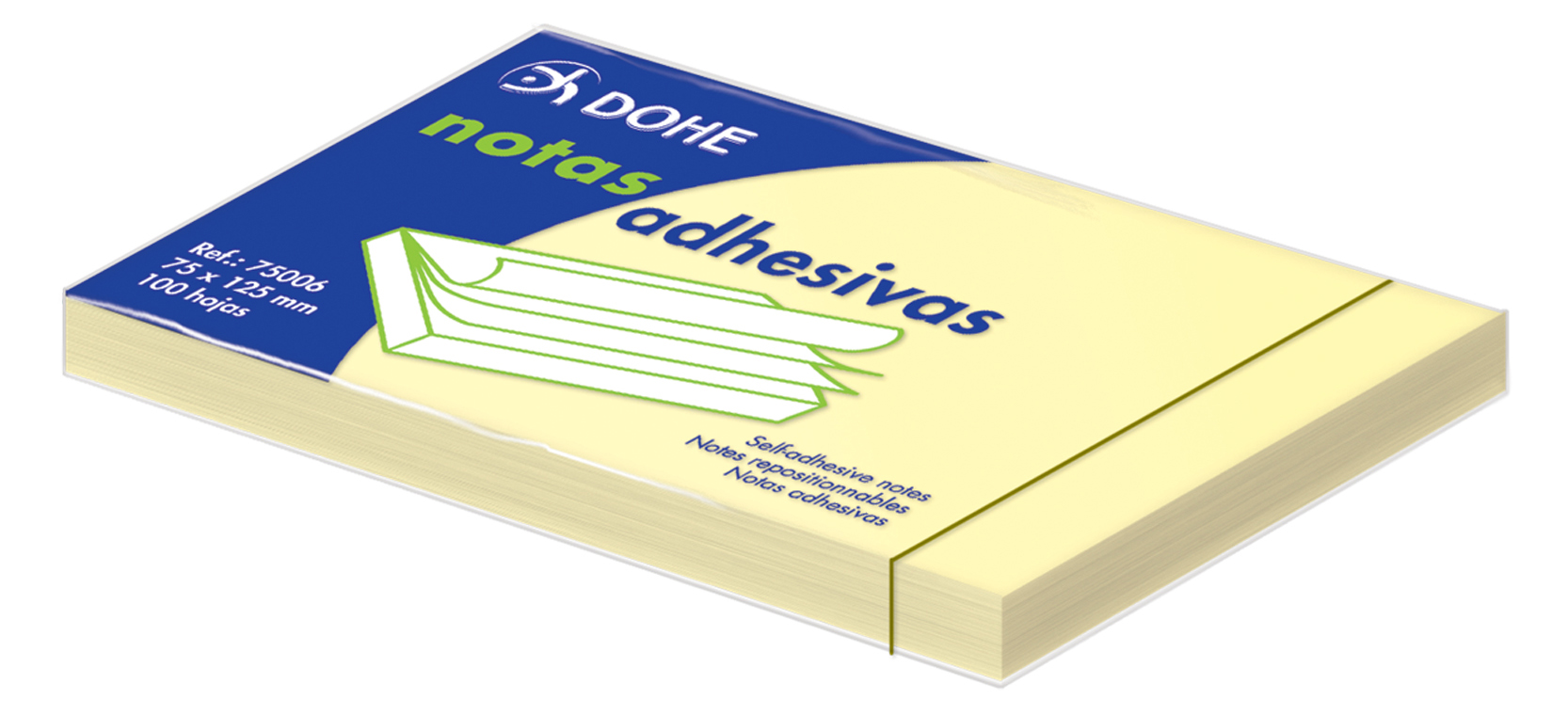 Dohe Bloc de 100 Notas Adhesivas 75x125mm - Color Amarillo
