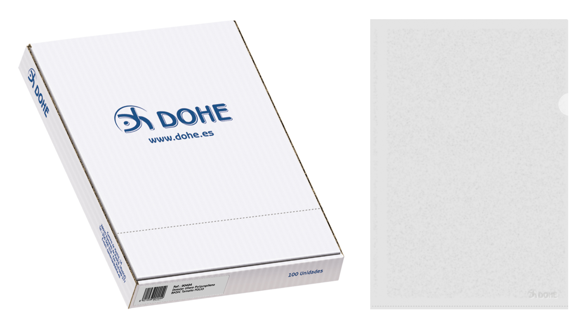 Dohe Caja de 100 Dossiers Uero Basic 100 Micras - Tamao Folio - Transparente