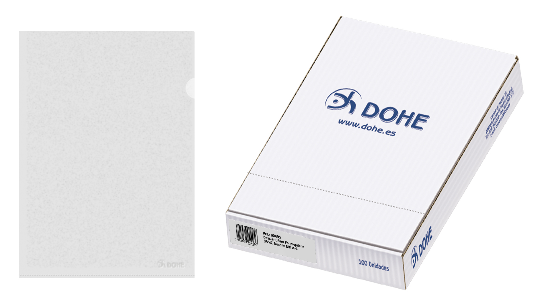 Dohe Caja de 100 Dossiers Uero Basic 100 Micras - Tamao A4 - Transparente
