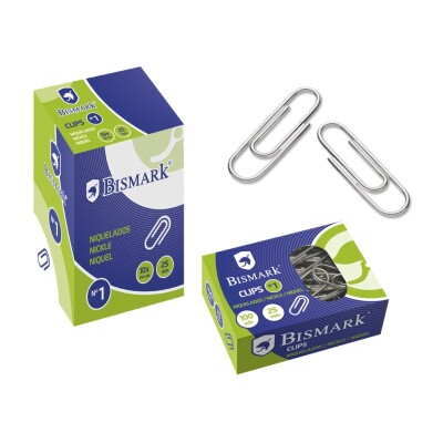 Bismark Pack de 100 Clips Nº1 25mm - Niquelados