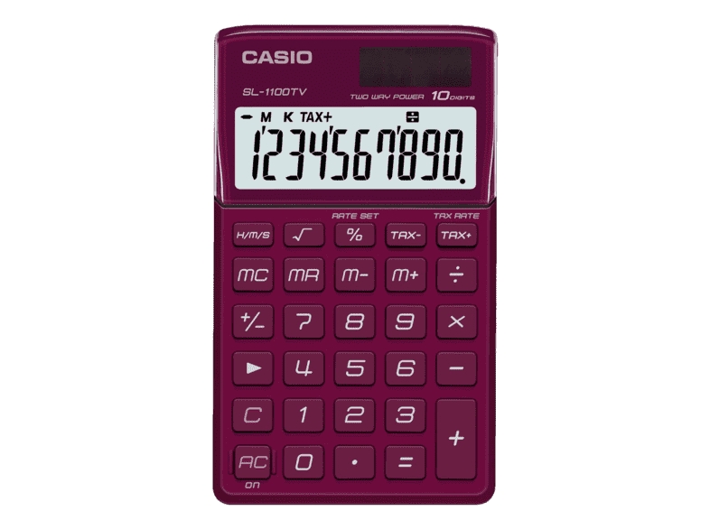 Casio SL1100TV Calculadora de Escritorio - Calculo de Impuestos - Pantalla LCD de 10 Digitos - Solar y Pilas