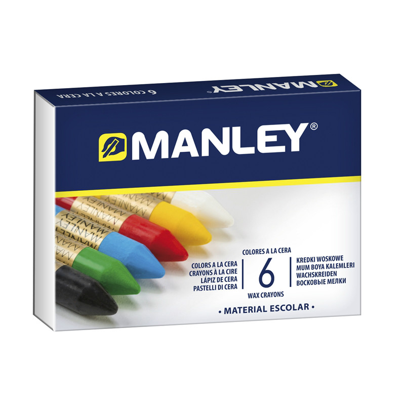 Manley Pack de 6 Ceras Blandas de Trazo Suave - Ideal para Tecnicas y Aplicaciones Variadas - Amplia Gama de Colores - Colores Surtidos