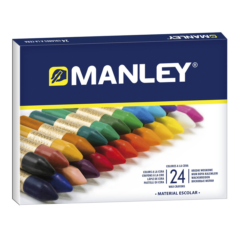 Manley Pack de 24 Ceras Blandas de Trazo Suave - Ideal para Gran Variedad de Tecnicas y Aplicaciones - Fabricacion Artesanal - Amplia Gama de Colores - Colores Surtidos