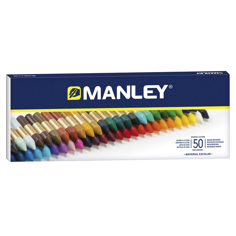 Manley Pack de 50 Ceras Blandas de Trazo Suave - Ideal para Tecnicas y Aplicaciones Variadas - Amplia Gama de Colores - Colores Surtidos