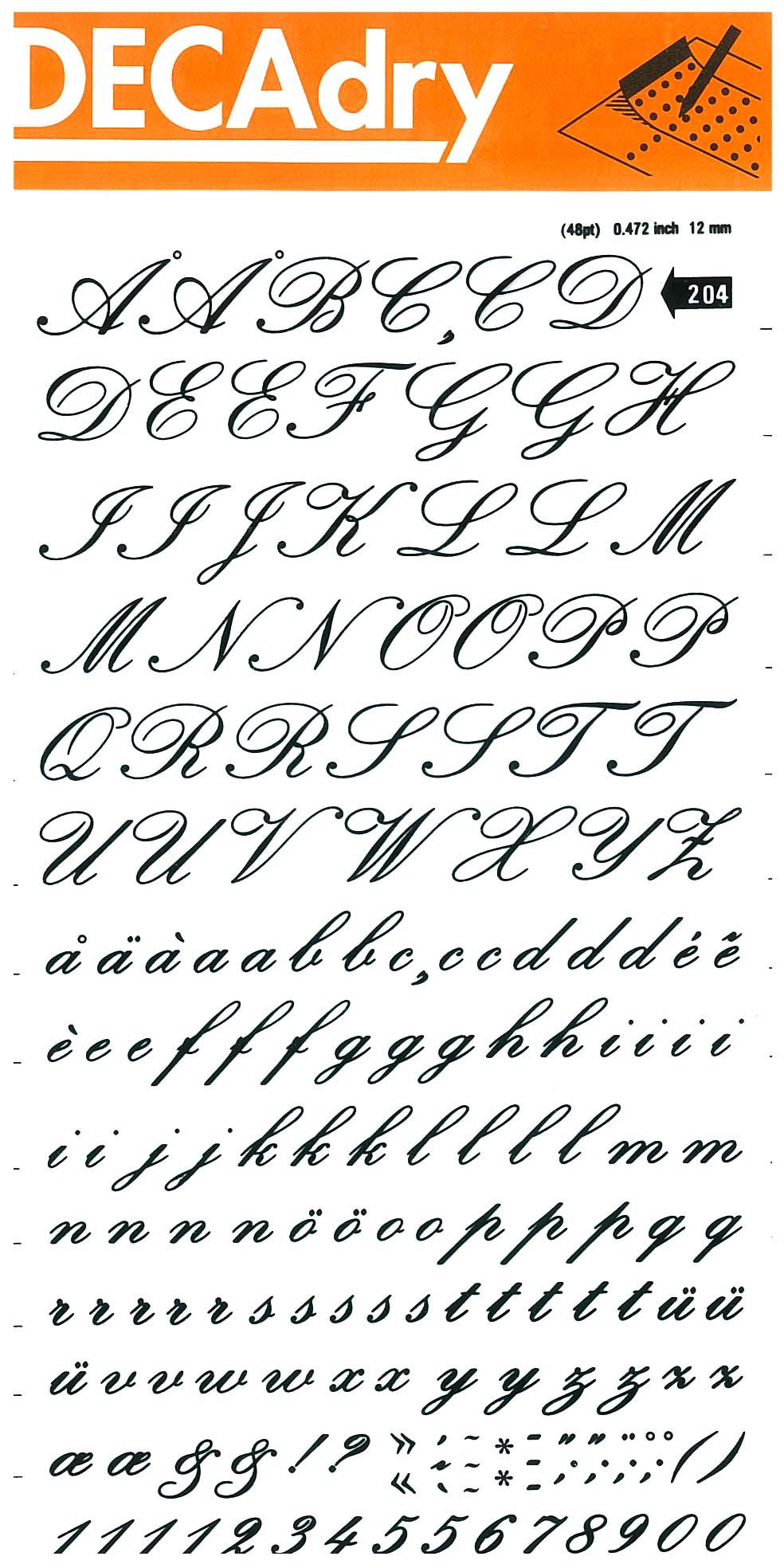 Apli Letras y Numeros Transferibles Super 12mm - 179 Caracteres - Negros Intensos