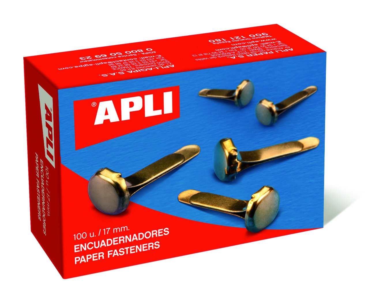 Apli Encuadernadores Metalicos Dorados 12mm - Caja de 100 - sin Arandela - Aptos para Todo Tipo de Documentos - Ideales para Encuadernar y Manualidades