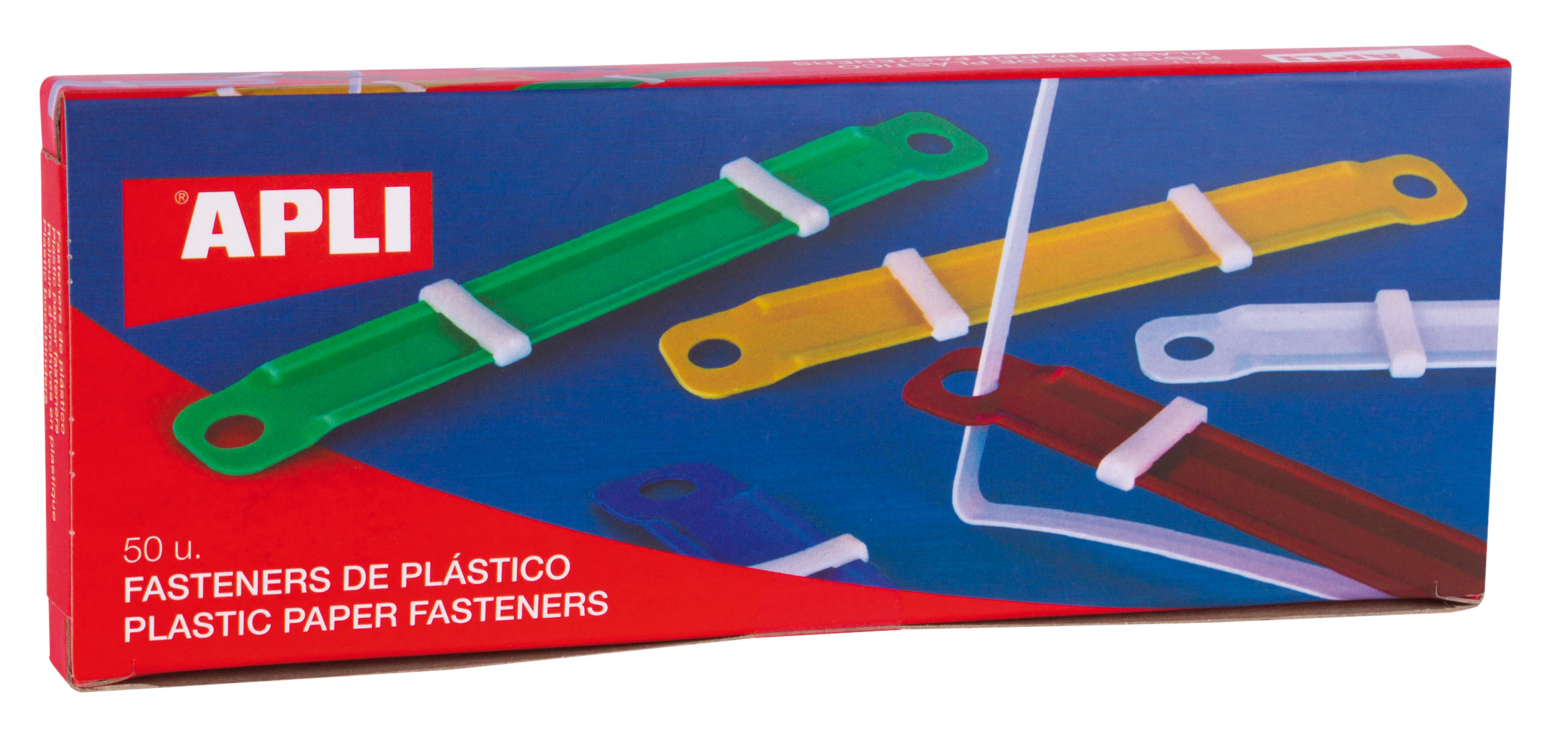 Apli Fasteners de Plastico con Lengüeta - Tamao 90x12mm - Cierre Compresor - Colores Surtidos - Ideal para Organizar Papel