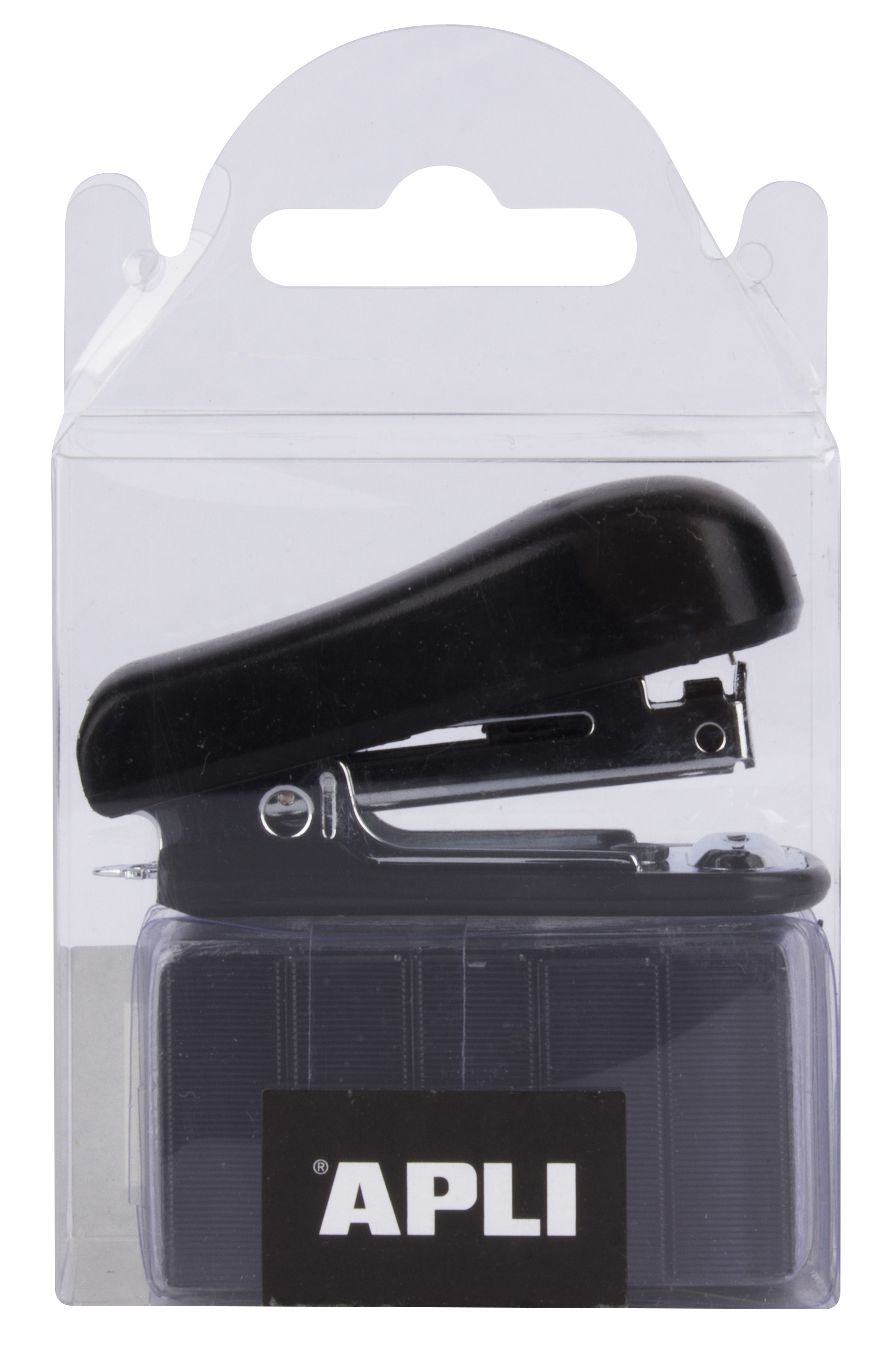 Apli Grapadora Pocket Negra - Tamao de 56mm para Grapas Nº10 - Capacidad de Unir hasta 20 Hojas de Papel - Diseo Compacto y Ligero - Contiene 1 Grapadora y 2000 Grapas del mismo Color que la Grapadora