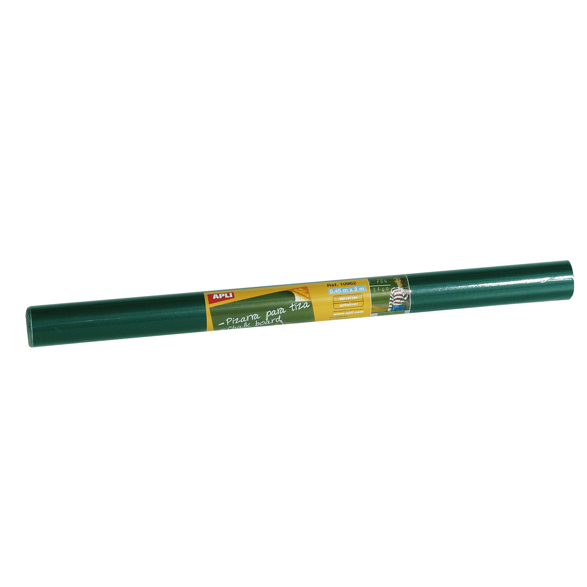 Apli Rollo de Pizarra Verde Adhesivo Reposicionable - Tamao 0.45x2m - Grosor 210m - Se Corta Facilmente - Apta para Superficies Lisas y Solidas - Facil de Limpiar - Color Verde