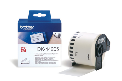 Brother DK44205 - Etiquetas Removibles Originales de Tamao personalizado - Ancho 62mm x 15,24 metros - Texto negro sobre fondo blanco