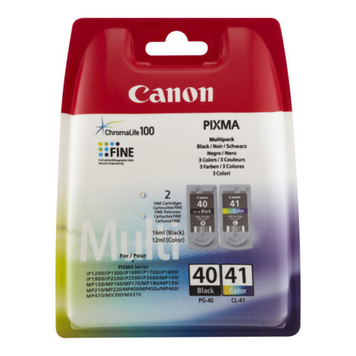 Canon PG40 Negro + CL41 Color Pack de 2 Cartuchos de Tinta Originales - 0615B043/0615B051