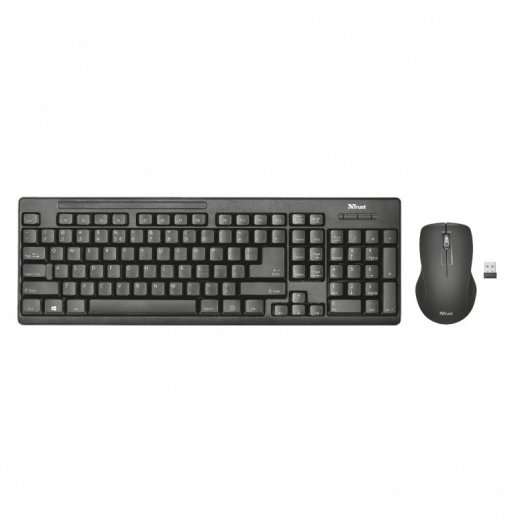 Trust Ziva Pack Inalambrico USB de Teclado + Raton 1600dpi 3 Botones - Uso Ambidiestro - Color Negro