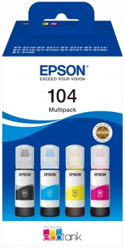Epson 104 Pack de 4 Botellas de Tinta Originales - C13T00P640