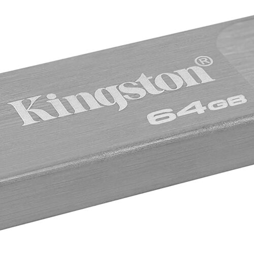 Kingston DataTraveler Kyson Memoria USB 64GB - 3.2 Gen 1 - 200 MB/s en Lectura - Diseo Metalico - Color Plata (Pendrive)