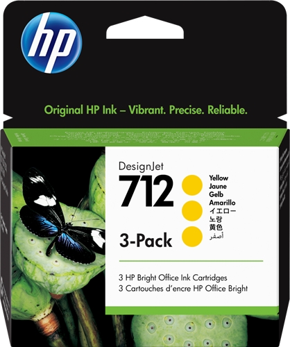 HP 712 Amarillo Pack de 3 Cartuchos de Tinta Originales - 3ED79A