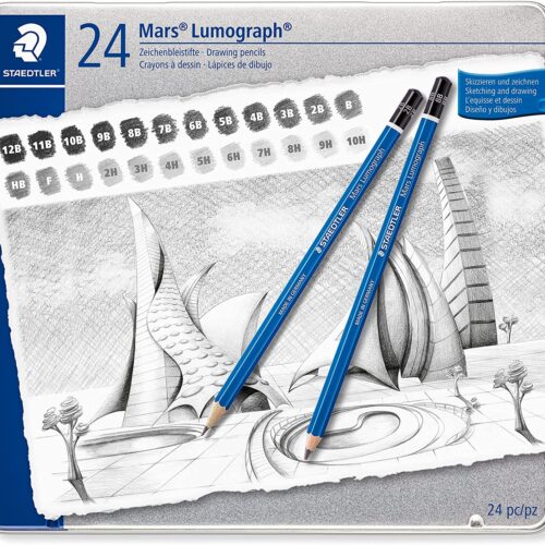 Staedtler Mars Lumograph 100 Pack de 12 Lapices de Grafito - Resistencia a la Rotura - Graduaciones Surtidas