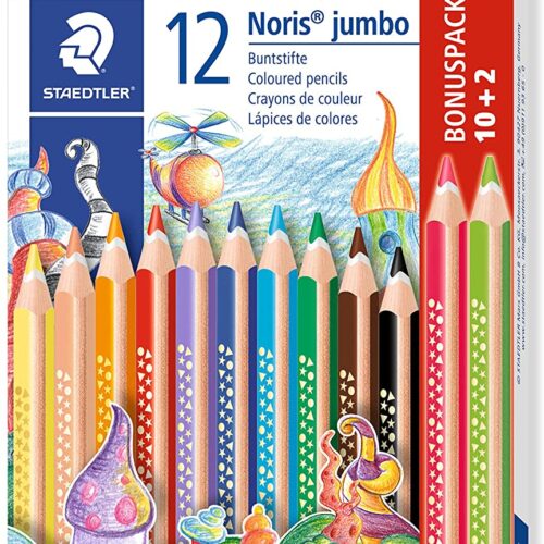 Staedtler Jumbo Noris 128 Pack de 12 Lapices Triangulares de Colores - Diseo Ergonomico - Colores Surtidos