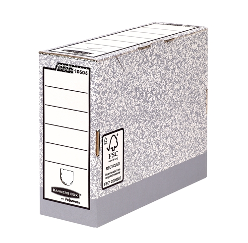 Fellowes Bankers Box Caja de Archivo Definitivo 100mm A4 - Montaje Automatico Fastfold - Carton Reciclado Certificacion FSC - Color Gris