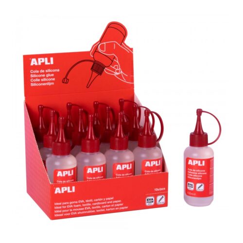 Apli Expositor de 12 Colas de Silicona 100 ml - Sin Metanol - No Instantneo