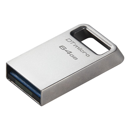 Kingston DataTraveler Micro Memoria USB 64GB - USB 3.2 Gen 1 - Ultracompacta y Ligera - Enganche para Llavero - Cuerpo Metalico (Pendrive)