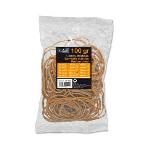 Office Club Gomas Elasticas Ø 120mm - Alta Calidad - Bolsa de 100gr
