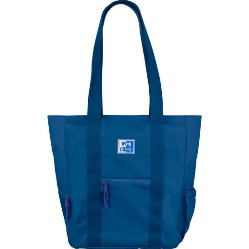 Oxford Tote B-Trendy Bolso de Mano - Bolsillo Frontal y Laterales - Compartimento para Portatil/Tablet - Cierre de Cremallera - Tamao 34x31x12cm - Color Azul Marino