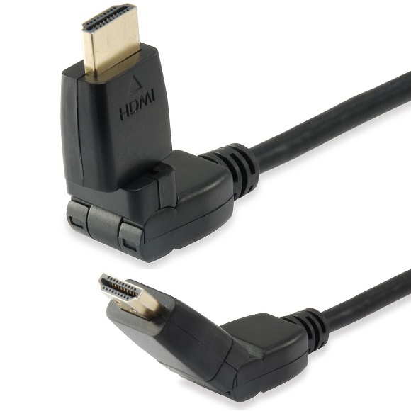 Equip Cable HDMI 2.0 Macho/Macho Acodable y Gitatorio 180º - Ancho de Banda hasta 18Gbps - Alta Velocidad con Ethernet - Longitud 2m