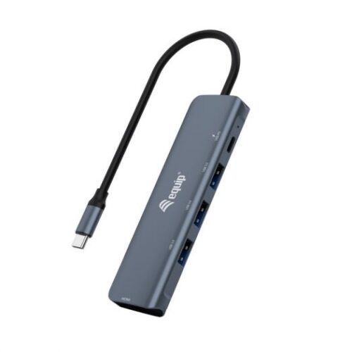Equip 5 en 1 Multifuncional Hub USB-C con 3x USB 3.0, 1x HDMI 1x USB-C PD - Carcasa de Aluminio