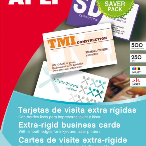 Apli Tarjetas de Visita Cantos Rectos Mate 250g 50 Hojas