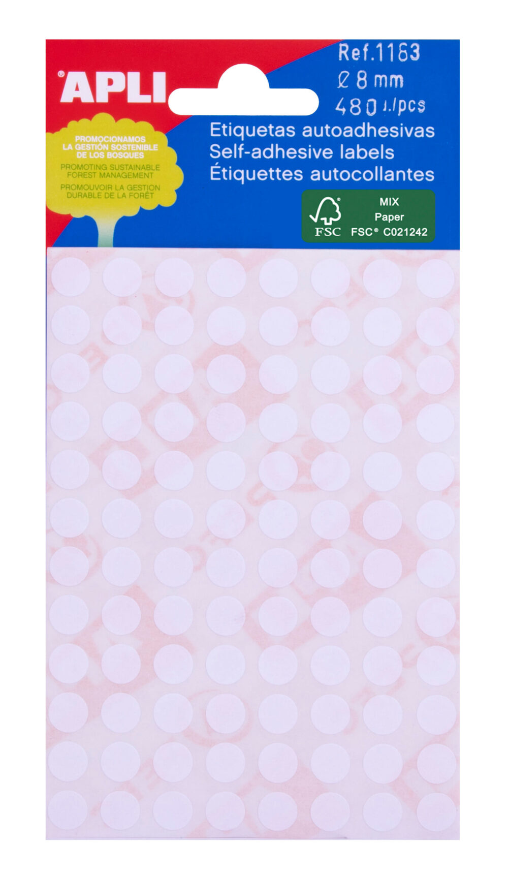 Apli Etiquetas Minibolsa Blancas Ø 8.0mm 5 Hojas