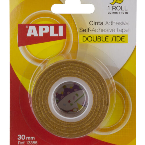Apli Cinta Adhesiva Doble Cara 30mm x 10m - Facil de Cortar y Aplicar - Adhesion Fuerte y Duradera - Transparente Transparente