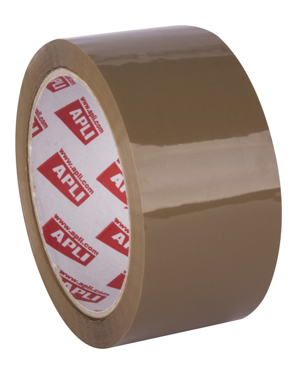 Apli Precinto Estandar sin Ruido Pp Acrilico 48mm x 66m 28?m - Resistente al Desgarro - Adhesivo de Alta Calidad - Facil de Cortar - Marron